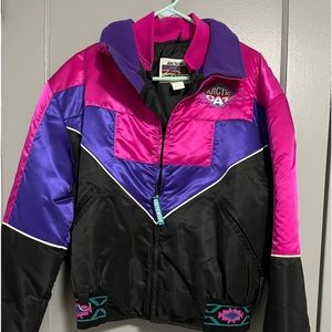 NWT Vintage Arctic Cat Two piece set Ladies Snowmobile jacket and bibs! Pink